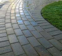 grey brick paved walkway