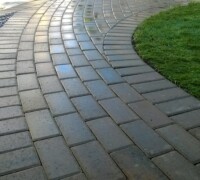 grey brick paved walkway
