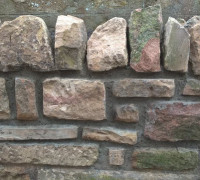 red and cream brick wall