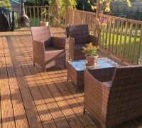 Decking area with patio furniture